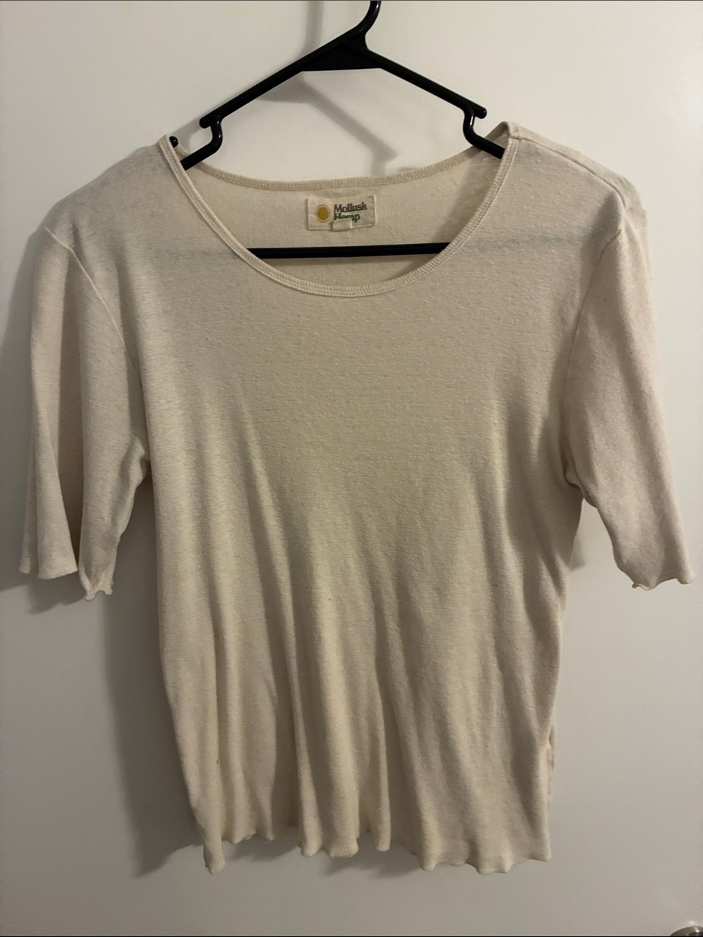 Mollusk Hemp Cream Scoop-Neck Short Sleeve Top